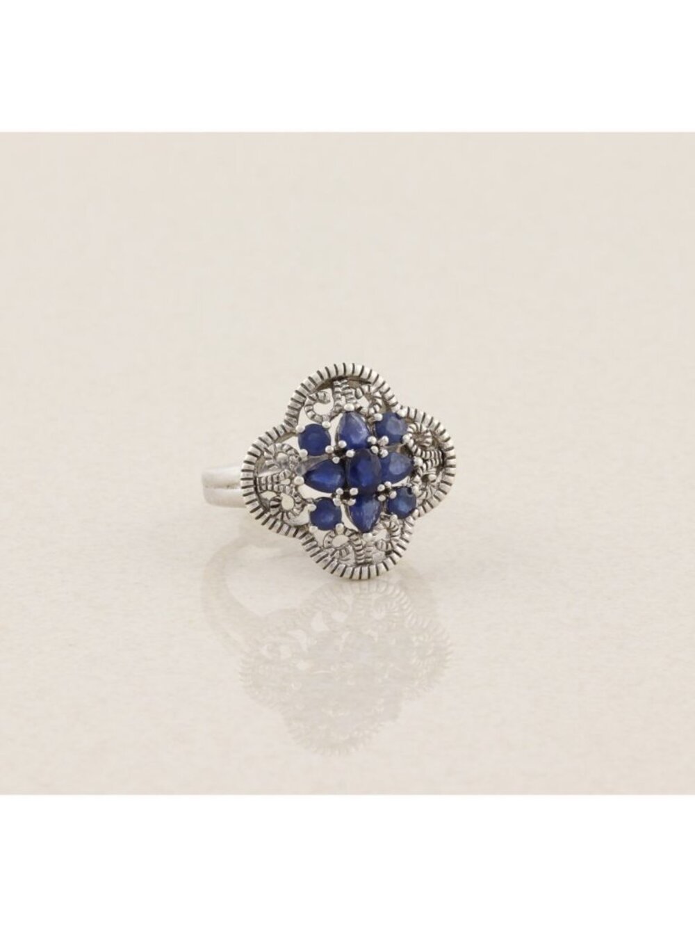 Sterling Silver Natural Blue Sapphire Ring Size 7 - Picture 4 of 7